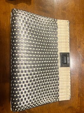 Woven Black and Cream Clutch Bag